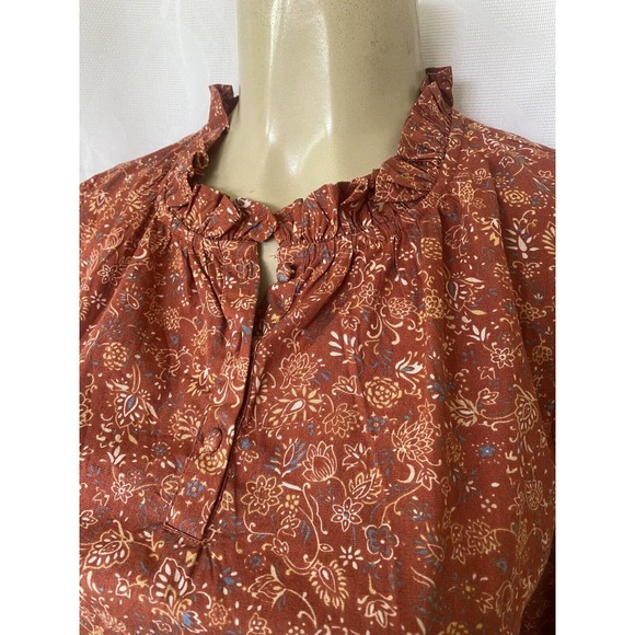 NWT House of Harlow 1960 Nicole Richie Top Blouse Floral Wallis Rust Lon… - Picture 5 of 7